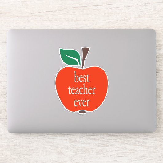 Beste Leraar Ooit Rode Groene Appel Kleine Letters Sticker (Computer)