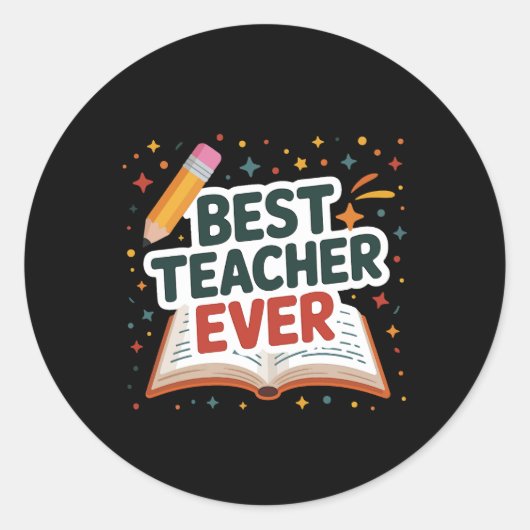 Beste leraar ooit ronde sticker (Voorkant)