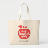 Beste leraar ooit rood appel op maat grote tote bag (Voorkant)
