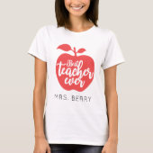 Beste leraar ooit rood appel op maat t-shirt (Voorkant)