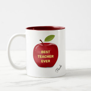 Beste Leraar Ooit & Rood Appel Tweekleurige koffie Koffiemok