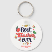 Beste leraar ooit rood geel groen sleutelhanger (Voorkant)