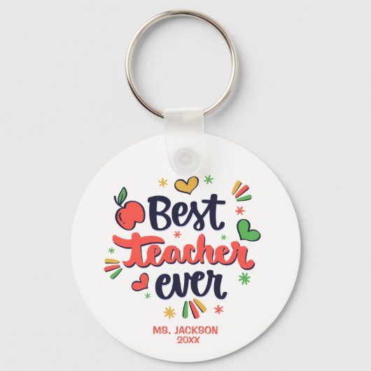 Beste leraar ooit rood geel groen sleutelhanger (Achterkant)
