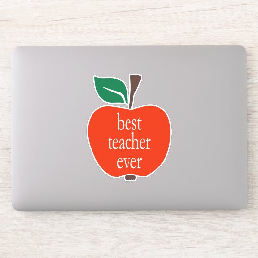 Beste leraar ooit rood-groene Apple in kleine lett Sticker (Computer)