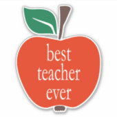 Beste leraar ooit rood-groene Apple in kleine lett Sticker (Voorkant)