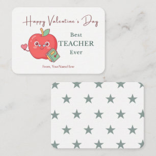 Beste Leraar Ooit Schattige Appel Valentijnkaart Notitiekaartje