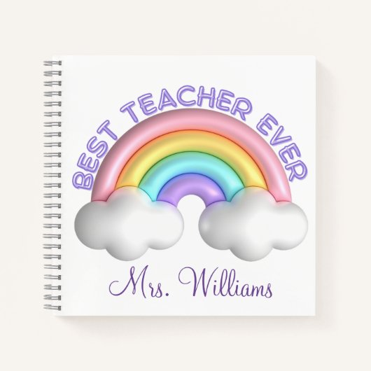 Beste leraar ooit, schattige kleurrijke regenboog notitieboek (Voorkant)