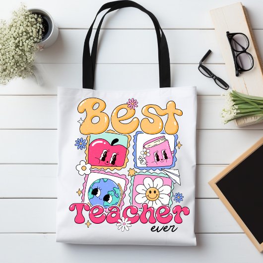 Beste leraar ooit Schattige retro waarderingsgesch Tote Bag