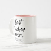 Beste leraar ooit Schattigee waardering Gift Schoo Tweekleurige Koffiemok (Voorkant links)