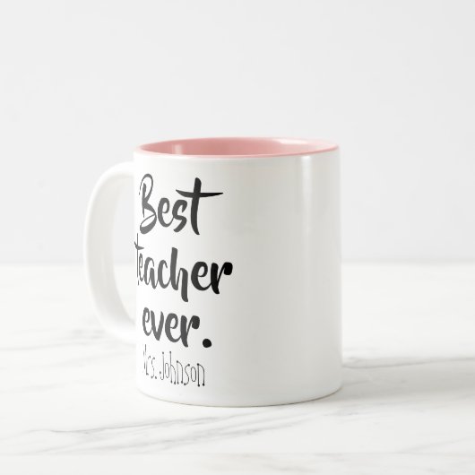 Beste leraar ooit Schattigee waardering Gift Schoo Tweekleurige Koffiemok (Voorkant links)