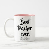 Beste leraar ooit Schattigee waardering Gift Schoo Tweekleurige Koffiemok (Links)