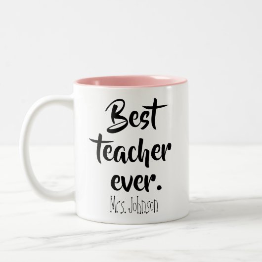 Beste leraar ooit Schattigee waardering Gift Schoo Tweekleurige Koffiemok (Links)