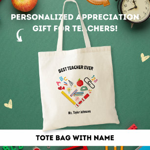 Beste Leraar Ooit School Hart Bedankt Cadeau Tote Bag