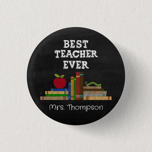 Beste Leraar Ooit Schoolbord Ronde Button 3,2 Cm (Voorkant)