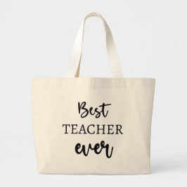 Beste Leraar Ooit Schrift Typografie Tote Grote Tote Bag