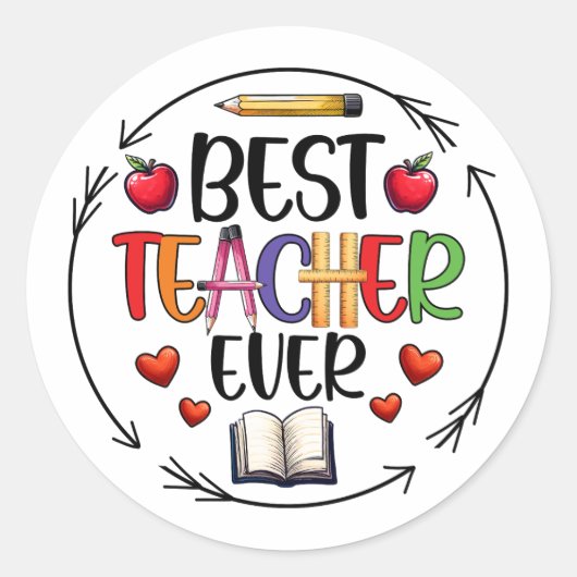 Beste Leraar Ooit Sticker – Leuke Waardering (Voorkant)