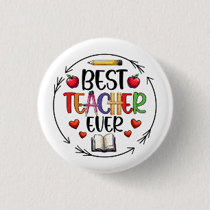 Beste Leraar Ooit Sticker – Leuke Waardering Ronde Button 3,2 Cm