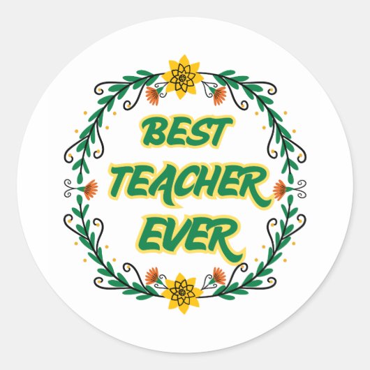 Beste Leraar Ooit Sticker | Mooie Bloem Leraar sti (Voorkant)