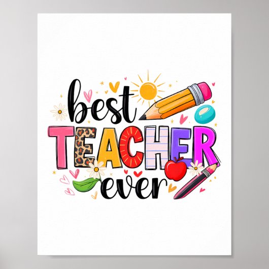 Beste Leraar Ooit Terug Naar School Schattig Lesge Poster (Voorkant)
