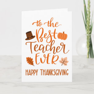 Beste leraar ooit Thanksgiving Day in oranje Kaart