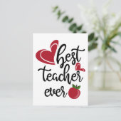 Beste leraar ooit, tipografie leraren briefkaart (Staand voorkant)