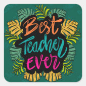 Beste leraar ooit vierkante sticker (Voorkant)