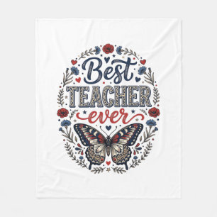 Beste Leraar Ooit Vintage Vlinder Bloem Shirt_1 Fleece Deken