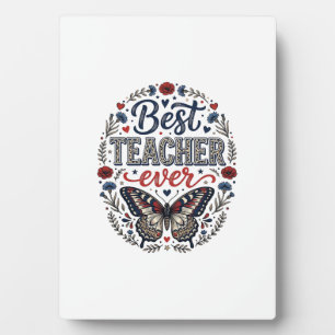 Beste Leraar Ooit Vintage Vlinder Bloem Shirt_1 Fotoplaat