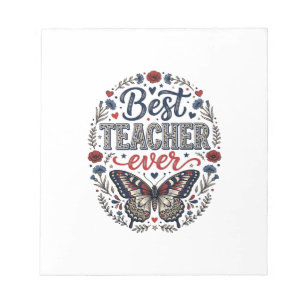 Beste Leraar Ooit Vintage Vlinder Bloem Shirt_1 Notitieblok