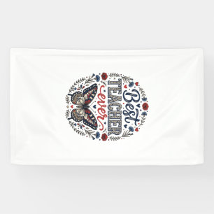 Beste Leraar Ooit Vintage Vlinder Bloem Shirt_1 Spandoek