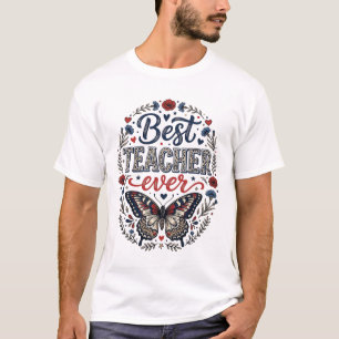 Beste Leraar Ooit Vintage Vlinder Bloem Shirt_1 T-shirt