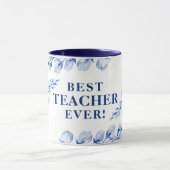 BESTE LERAAR OOIT  waterverf bloemenblauw Mok (Midden)