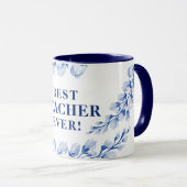 BESTE LERAAR OOIT  waterverf bloemenblauw Mok (Voorkant rechts)