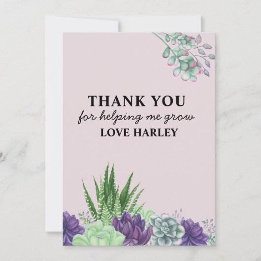 Beste leraar ooit Waterverf vetplanten Bedankkaart (Voorkant)