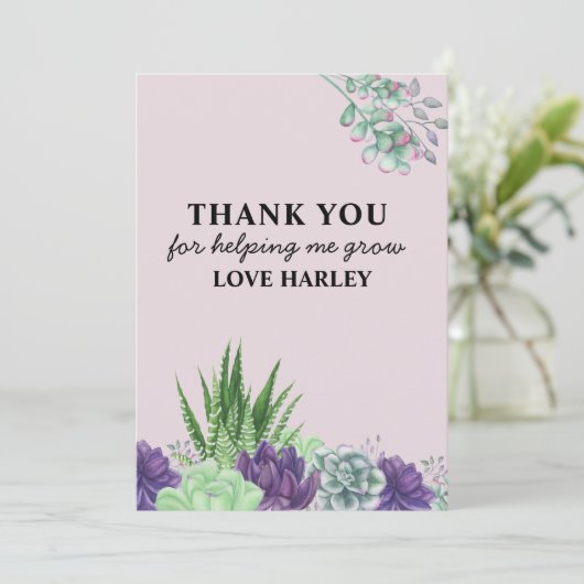 Beste leraar ooit Waterverf vetplanten Bedankkaart (Staand voorkant)