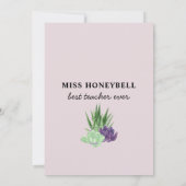 Beste leraar ooit Waterverf vetplanten Bedankkaart (Achterkant)