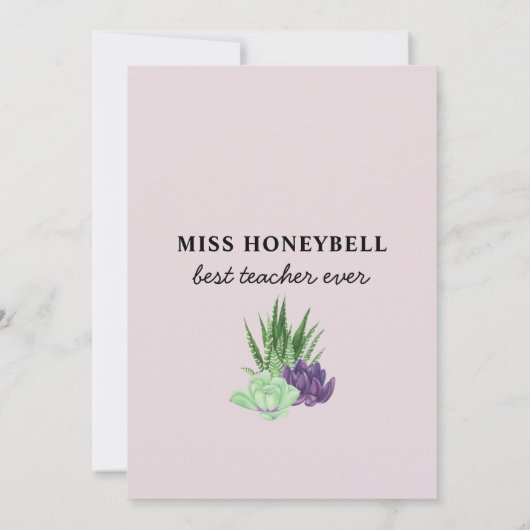 Beste leraar ooit Waterverf vetplanten Bedankkaart (Achterkant)