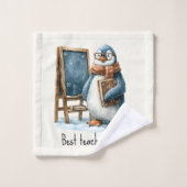 Beste Leraar Ooit Winter Pinguïn Ontwerp Bad Handdoek (Wasdoekje)