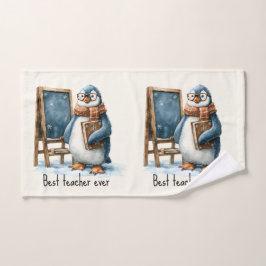 Beste Leraar Ooit Winter Pinguïn Ontwerp Bad Handdoek