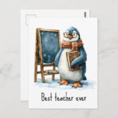 Beste Leraar Ooit Winter Pinguïn Ontwerp Briefkaart (Voorkant / Achterkant)