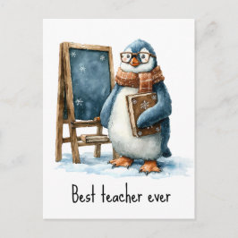 Beste Leraar Ooit Winter Pinguïn Ontwerp Briefkaart