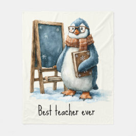 Beste Leraar Ooit Winter Pinguïn Ontwerp Fleece Deken