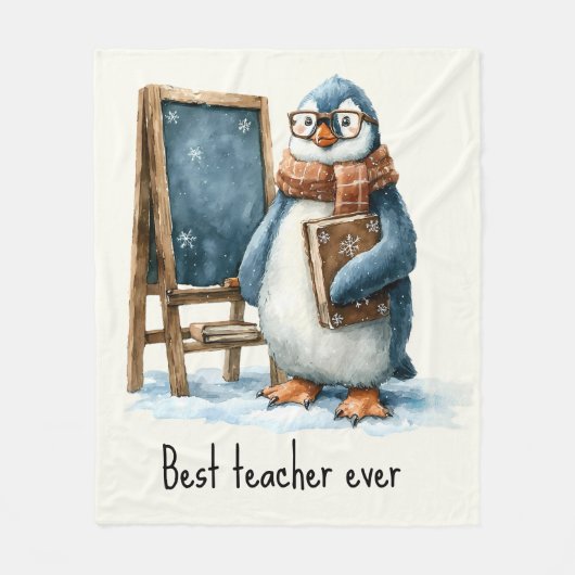 Beste Leraar Ooit Winter Pinguïn Ontwerp Fleece Deken (Voorkant)