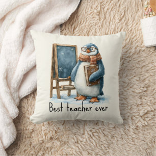 Beste Leraar Ooit Winter Pinguïn Ontwerp Kussen