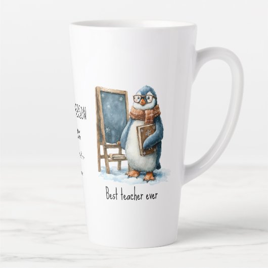 Beste Leraar Ooit Winter Pinguïn Ontwerp Latte Mok (Rechts)