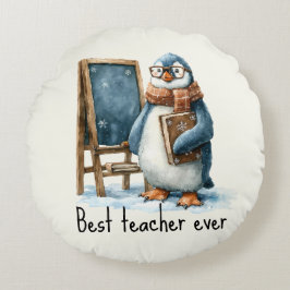 Beste Leraar Ooit Winter Pinguïn Ontwerp Rond Kussen
