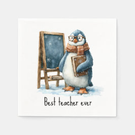 Beste Leraar Ooit Winter Pinguïn Ontwerp Servet