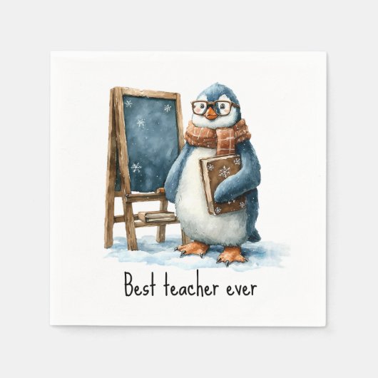 Beste Leraar Ooit Winter Pinguïn Ontwerp Servet (Voorkant)