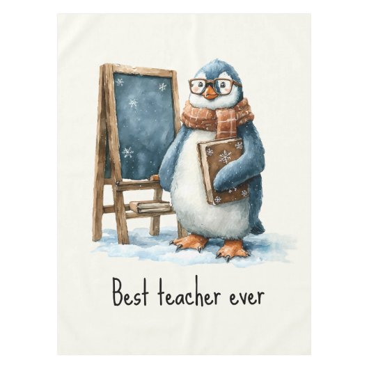 Beste Leraar Ooit Winter Pinguïn Ontwerp Tafelkleed (Voorkant)