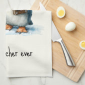 Beste Leraar Ooit Winter Pinguïn Ontwerp Theedoek (Quarter Fold)
